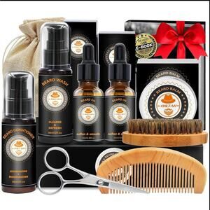 XIKEZAN Professional Beard Care & Grooming Kit Gifts For Men 100% Natural